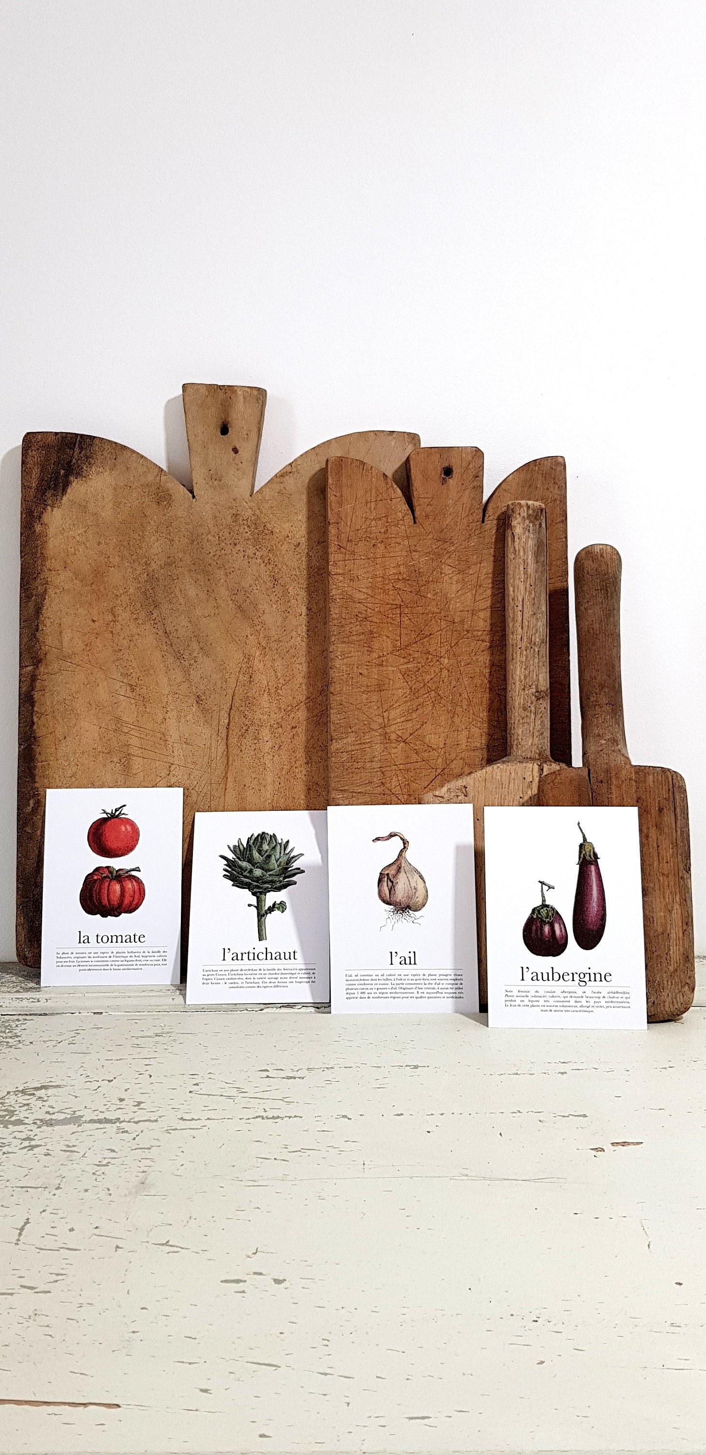Pot d'impression Cartes Cuisine Décor Mural Vegan Print Set Artichaut Tomate Ail Aubergine