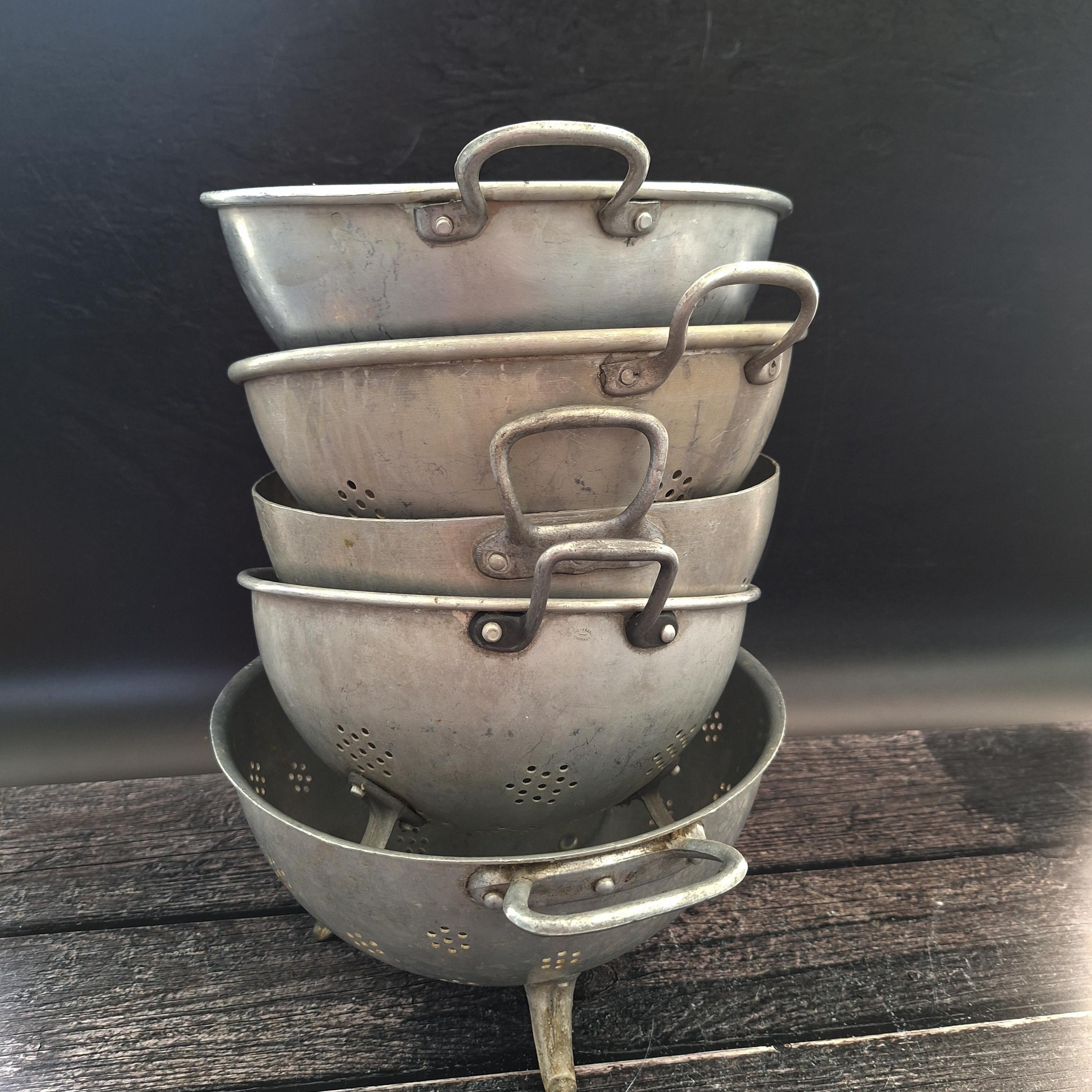 Ancienne Passoire En Aluminium – Grand Diamètre 49 Cm – Rare – Ustensile De Cuisine Vintage