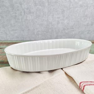 XL French Porcelain Roasting Dish Frugier Limoges Aluminite, Large Oval Gratin Baking Dish, Vintage French Country Kitchen Ovenware