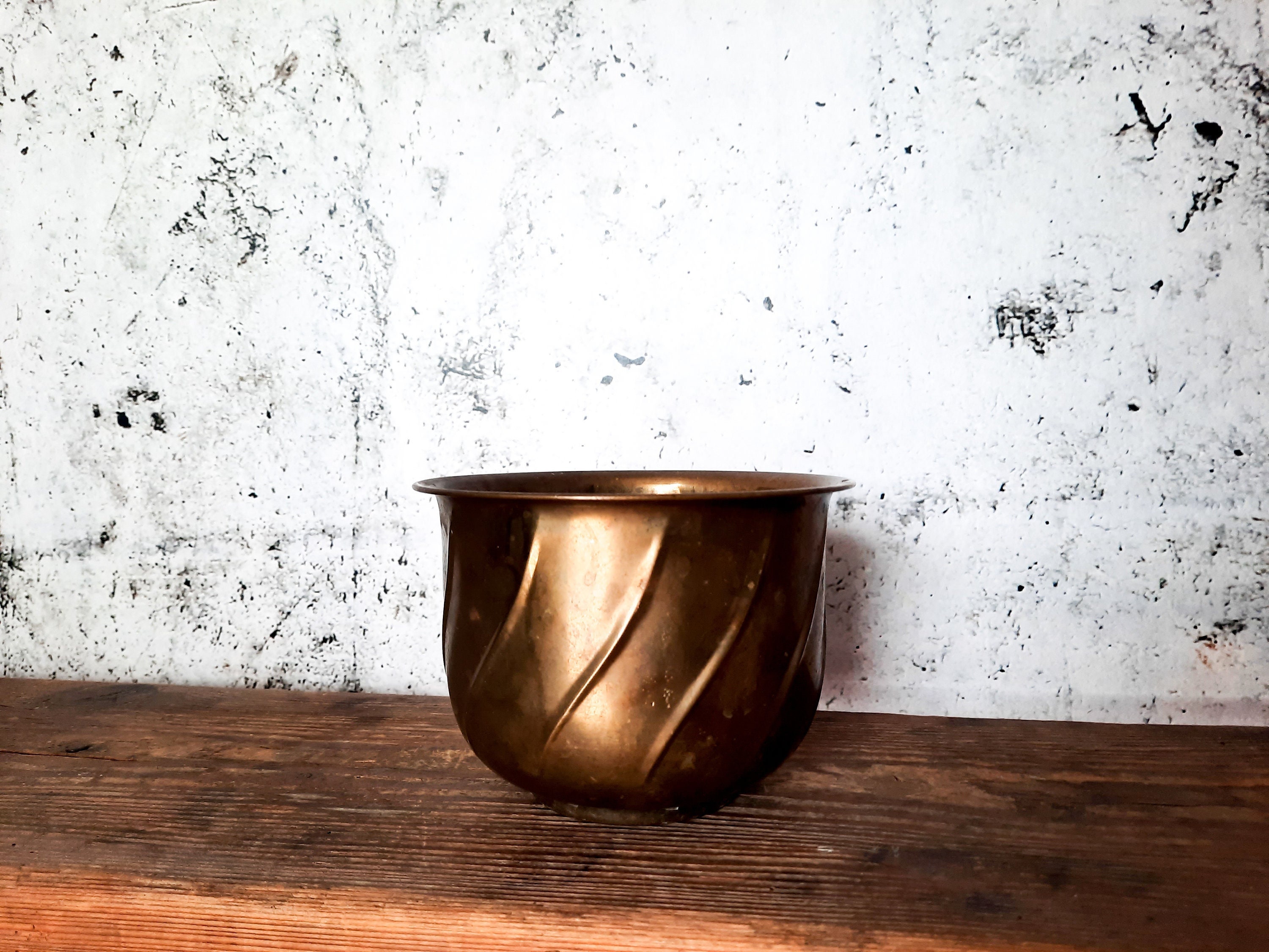 Brass Cache Pot Vintage Brass Planter Indoor, Pour Plante, Metal Cachepot Planter, Gold For Plants