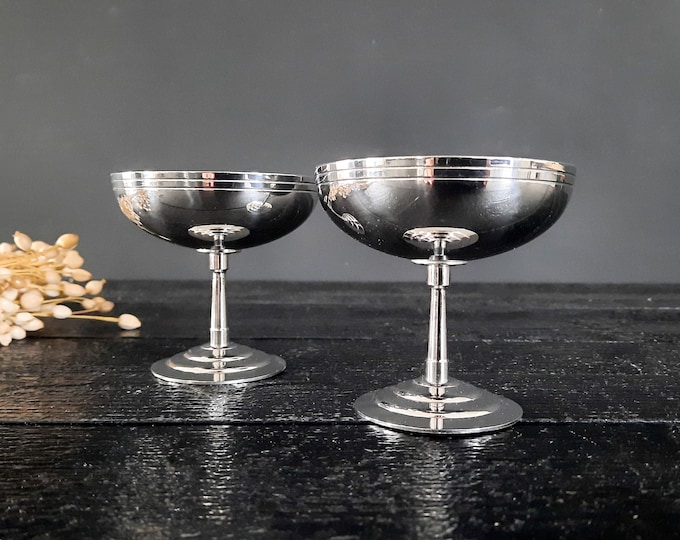 Set of 2 French Metal Ice Cream Bowls LETANG REMY, Coupe Parisian Cafe ...