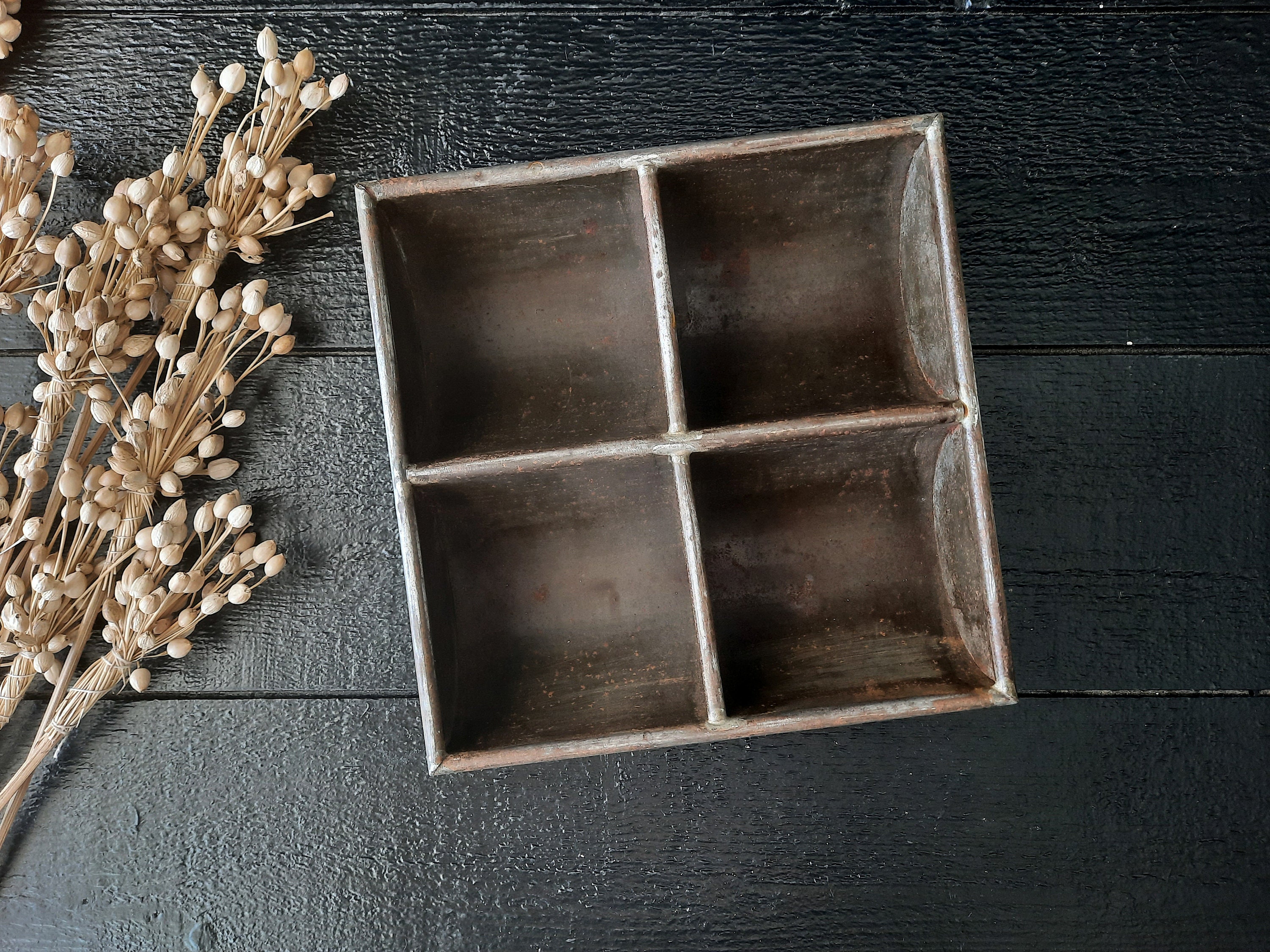 アンティーク雑貨 1950~60s French Vintage Cash Tray French Vintage Metal Cash Tray for Coins, Old Metal Cash Box, Coin