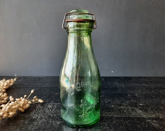 French Emerald Green Glass Canning Jar 1L La Lorraine Jar,  Vintage Preserving Bottle, Green Glass Jar, Preserving Glass Jar, Thistle Decor,