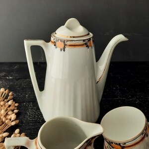 Art Deco Orange and Black Coffee Set LIMOSA 1930s Limoges China Coffee Service for 8 image 7