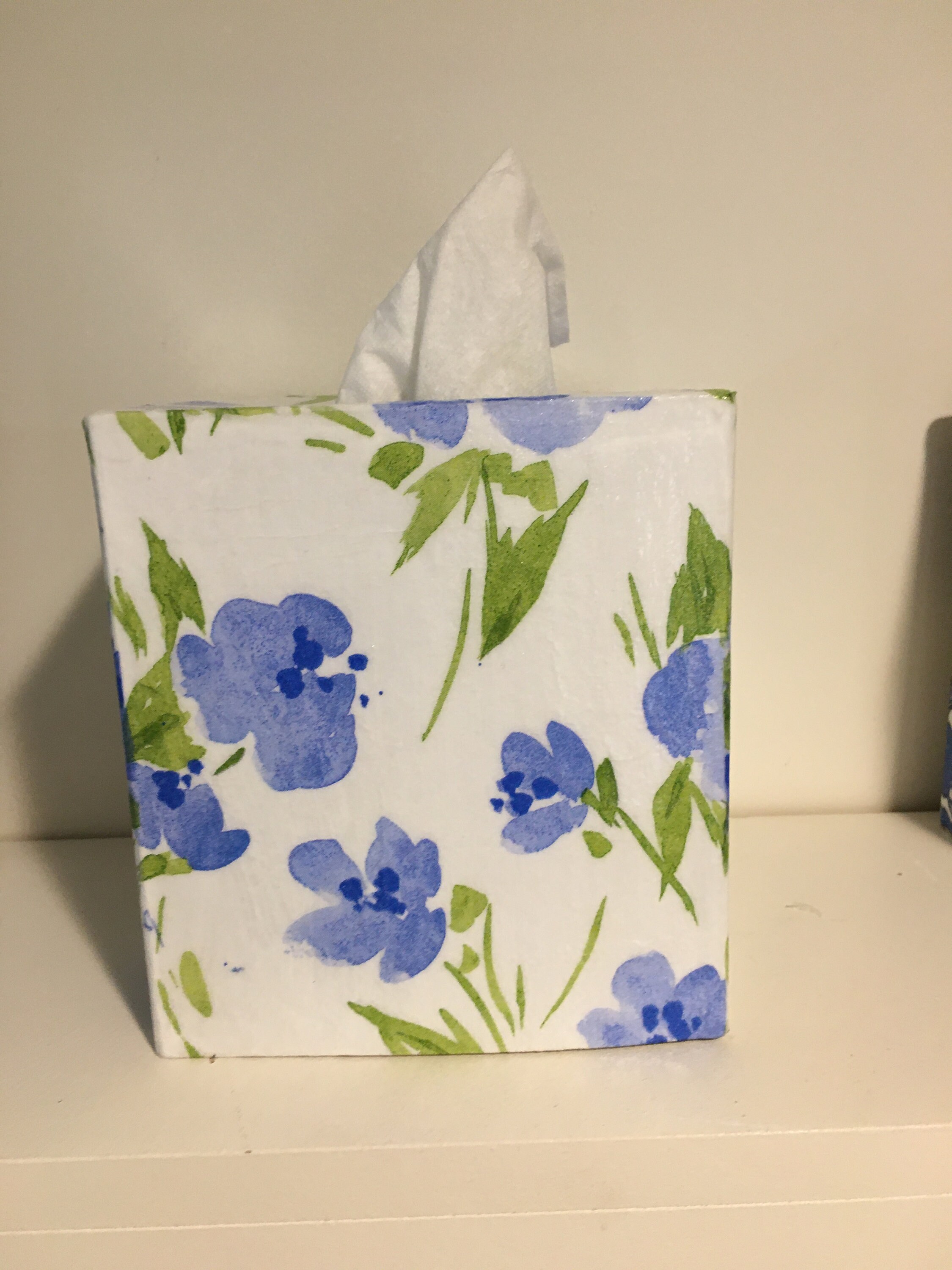 Blue White Tissue Box Cover flowers spring summer Etsy