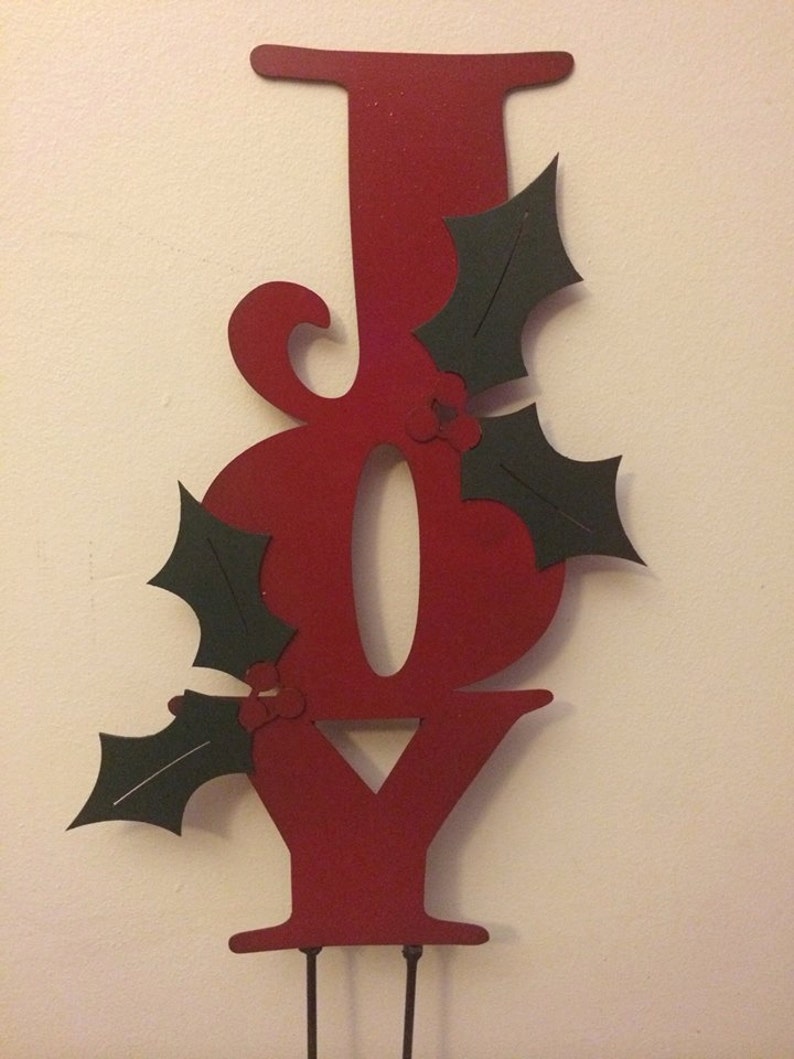 Metal Joy Yard Stake Christmas Decoration Outdoor Metal Art Etsy