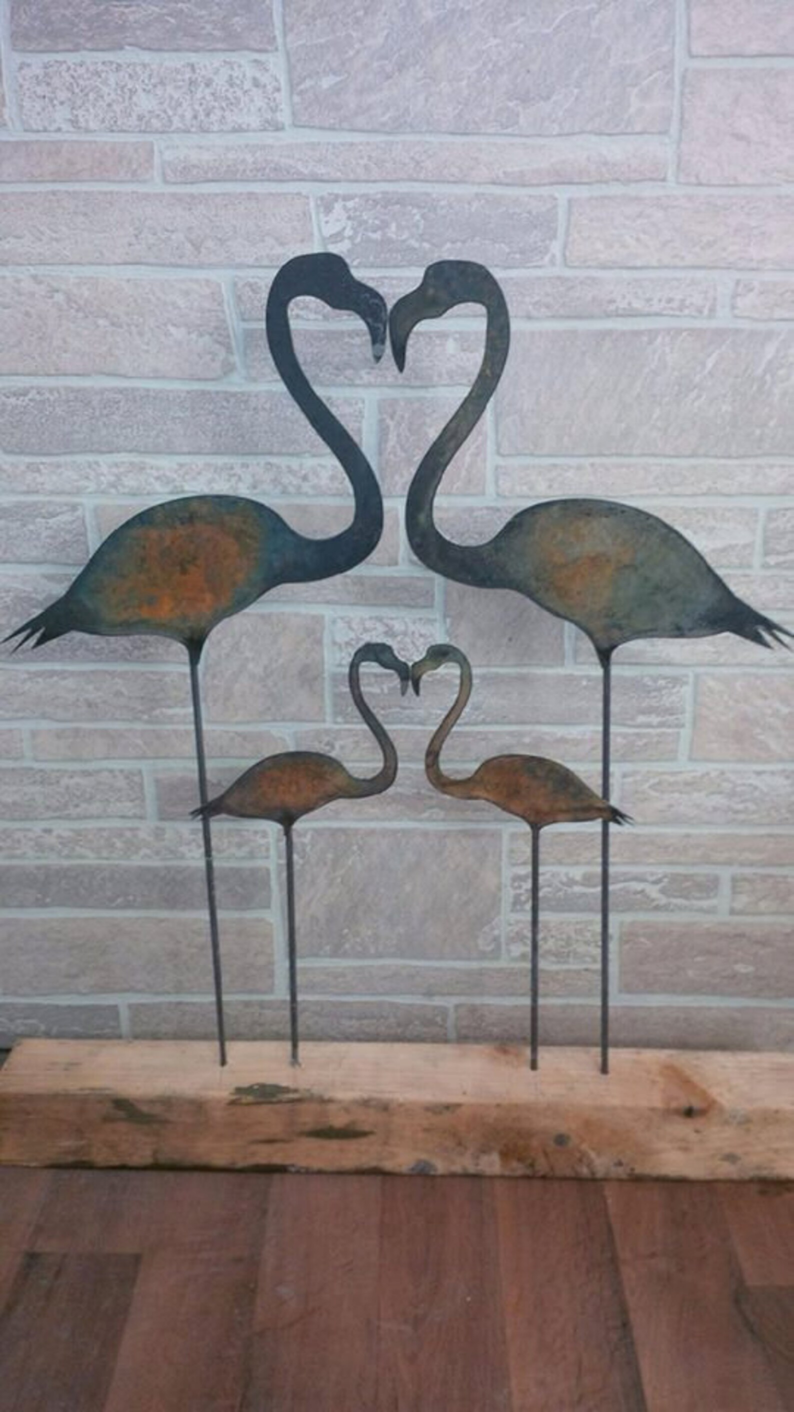 Metal Flamingo Yard Stake Yard Decor Flamingo Family Yard Etsy