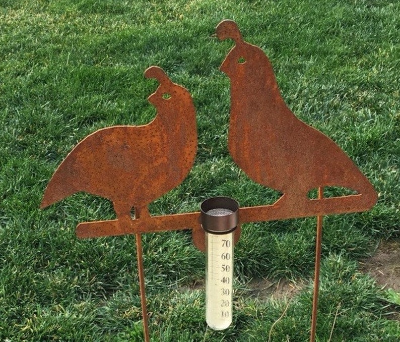 Metal Quail Rain Gauge Garden decoration Yard stake Etsy