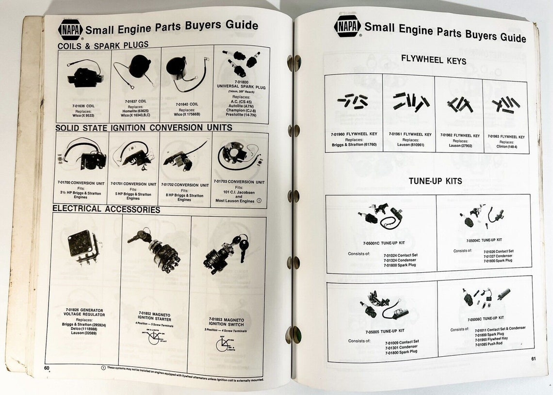 Vintage 1982 NAPA Small Engine Parts Master Catalog 4006 Etsy
