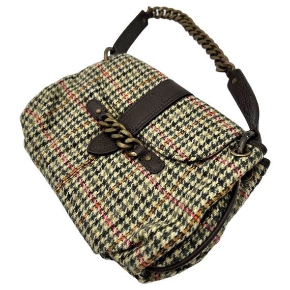 Vintage J Crew Tweed Houndstooth Handbag Purse Br… - image 3
