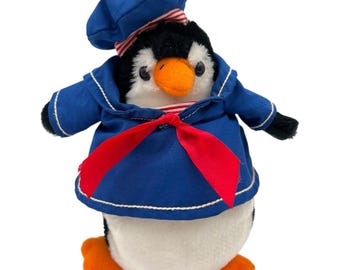 Vtg 1985 Applause Wallace Berrie Korea Sailor Pengiun Plush Stuffed Animal 8"