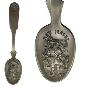 VTG 1975 Franklin Mint American Colonies Decorative Spoon NEW JERSEY Pewter