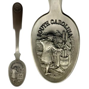 VTG 1975 Franklin Mint American Colonies Decorative Spoon SOUTH CAROLINA Pewter