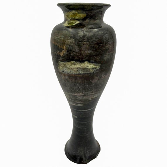 VTG 天然グレージャスパー トール花瓶 縞模様の内包物 研磨済み 装飾