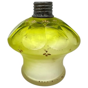 Antique 1890-1910 Czech Bohemian Glass PERFUME BOTTLE Painted Cut & Polished