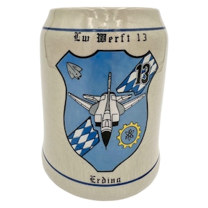 VTG Duitse Erding Air Base-steengoed uit de jaren 80-90 BEER STEIN ter ziele Lw Werft 13