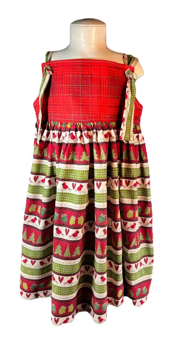 country christmas dress Bespoke Handmade Apron Girls Size 6 Plaid Bodice 9 years Country Christmas Dress | Boot