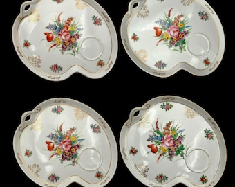 Juego de platos para aperitivos con diseño floral de Lenwile Ardalt, edición vintage de 1945-52, Japón ocupado.