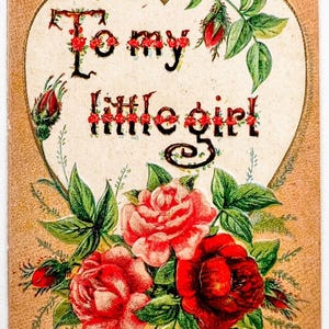 Postal Pmk 1908 Arthur Schüerer Alemania Para mi niña pequeña Rosas en relieve Corazón