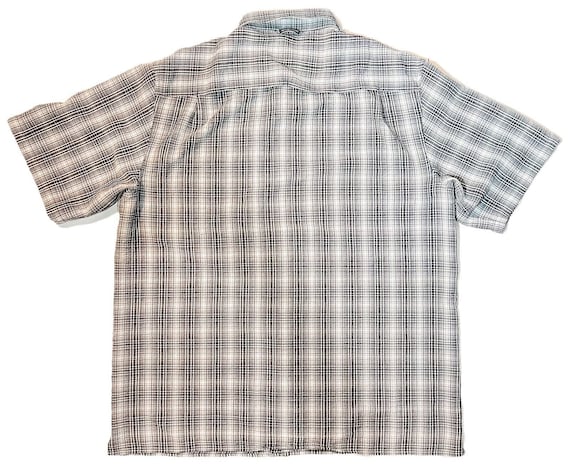 ExOfficio Mens Fishing Shirt Vented Cooling Breathable Black Gray Plaid Size XL