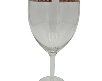 Vtg 1960S Culver Glass Azure Cranberry Scroll Water Goblet Wine 22K Gold Band 8"