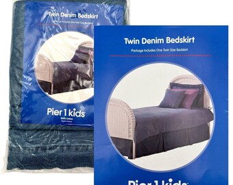 NEW Retired Pier 1 Kids Thailand TWIN Denim Bedskirt 100% Cotton 3' X 6' 946059