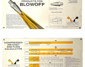 VTG 1979 Vortec Corp SLIDE RULE Compressed Air Cost & Flow Calculator Industrial