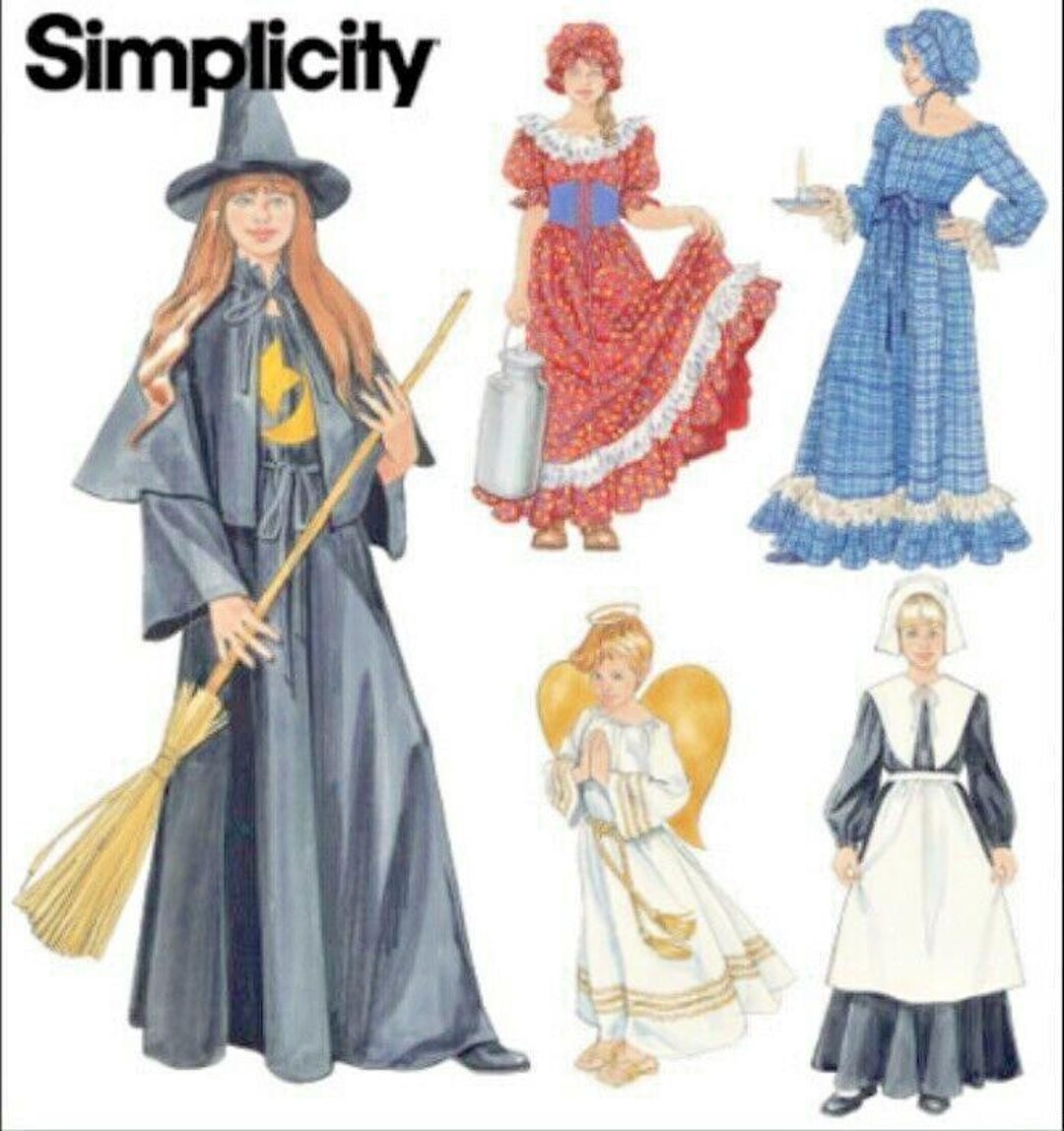 2003 Simplicity Sewing Pattern Childs 2-4 Costume Witch Pilgrim Angel ...