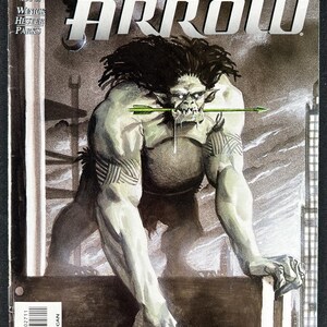 May include: Comic book cover for Green Arrow #27. The cover shows a monstrous figure with an arrow in its mouth. The title "GREEN ARROW" is prominently displayed. The DC Comics logo is in the upper left corner.