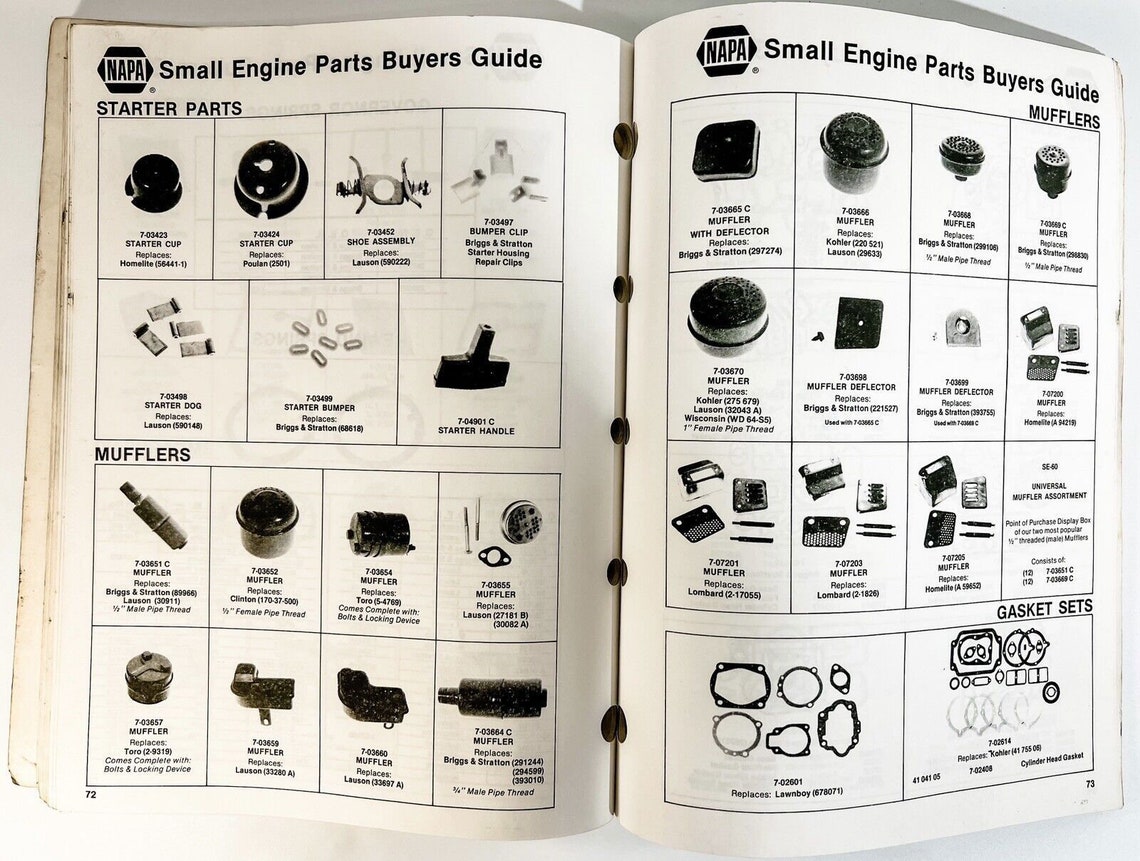 Vintage 1982 NAPA Small Engine Parts Master Catalog 4006 Etsy
