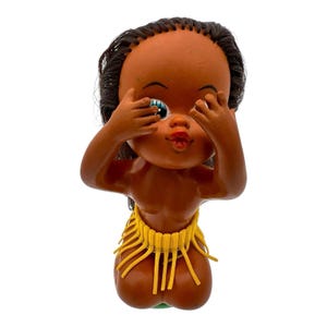 Vtg 1960-70S Unbranded Hawaiian Hula Girl Doll Polynesian Kissy Face Peek-A-Boo