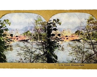 Antike Stereograph Stereoview Karte Luna Island Niagara Falls 70 Landschaft