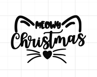 Meowy Weihnachten SVG - Meowy Weihnachtskatze SVG - Weihnachtskatze SVG - Meowy Weihnachten