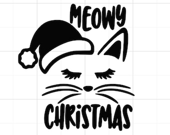 Meowy Weihnachten SVG - Meowy Weihnachtskatze SVG - Weihnachtskatze SVG - Meowy Weihnachten