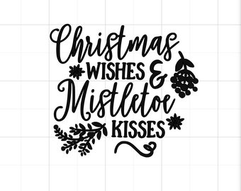 Bisous de gui SVG - voeux de Noël SVG - voeux de Noël - bisous de gui