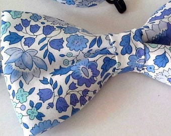 Liberty of London print  bowtie blue and purple  floral print formal / special occasion / wedding pretied bow tie