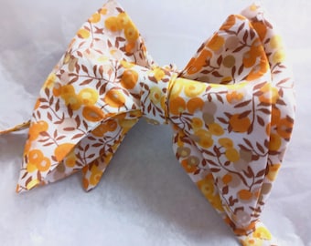 Liberty of London mustard Wiltshire fabric bowtie freestyle butterfly self tie bow tie