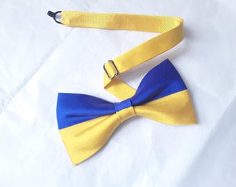 Pure silk Ukraine Ukrainian flag bowtie games athletics sports patriotic national wedding dupioni silk bow tie  gift