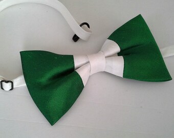 Pure silk Nigeria Nigerian flag bowtie games athletics sports patriotic national wedding dupioni silk bow tie gift