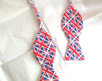 British flag union Jack flag freestyle bowtie self tie  England flag bow tie