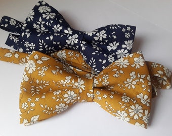 Liberty of London  navy or mustard Capel floral bow tie formal / special occasion pretied