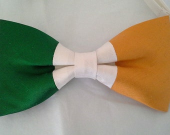 Pure silk Ireland Irish flag bowtie  games athletics sports patriotic national wedding dupioni silk bow tie gift