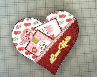 Heart Shaped box with Valentine Scrapbook Photo Album