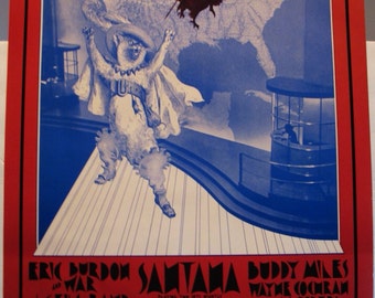 Vintage Original 1971 Santana/Eric Burdon Fillmore Concert Poster (BG275)