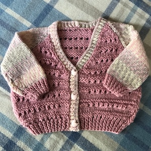 Scottish Super Soft Dusky Pink Hand Knitted Baby Cardigan 6-9 months size