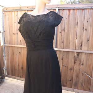 Vintage Cocktail Dress Black Lace R&K Originals M/L 1950s 1960s Little Black Dress Georgette?