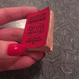 Vintage Tiny Book Mini Dictionary German Portuguese Vintage Liliput Worterbuch Leather? Mame&#39;s Vintage Wares