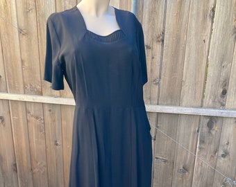 Vintage Trulie Young Cocktail Black Dress L XL 1950's 1960s sz 12 14