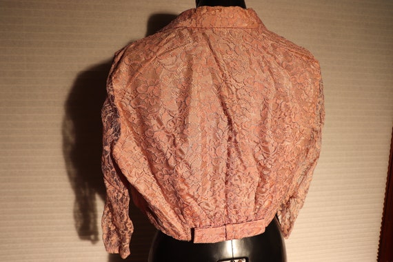 2 pc Vintage Pink Lilac Blue Lace Dress w Jacket … - image 3