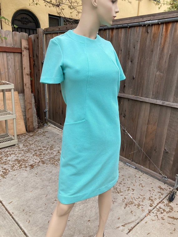 1960s Vintage NPC Fashions Mod Shift Dress M Blue… - image 1